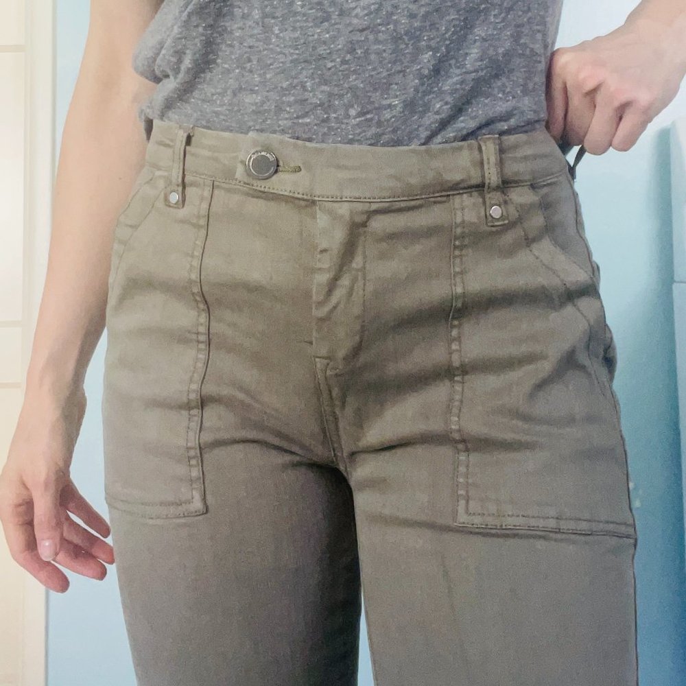 Green Canvas Utility Pant with Ankle Zip